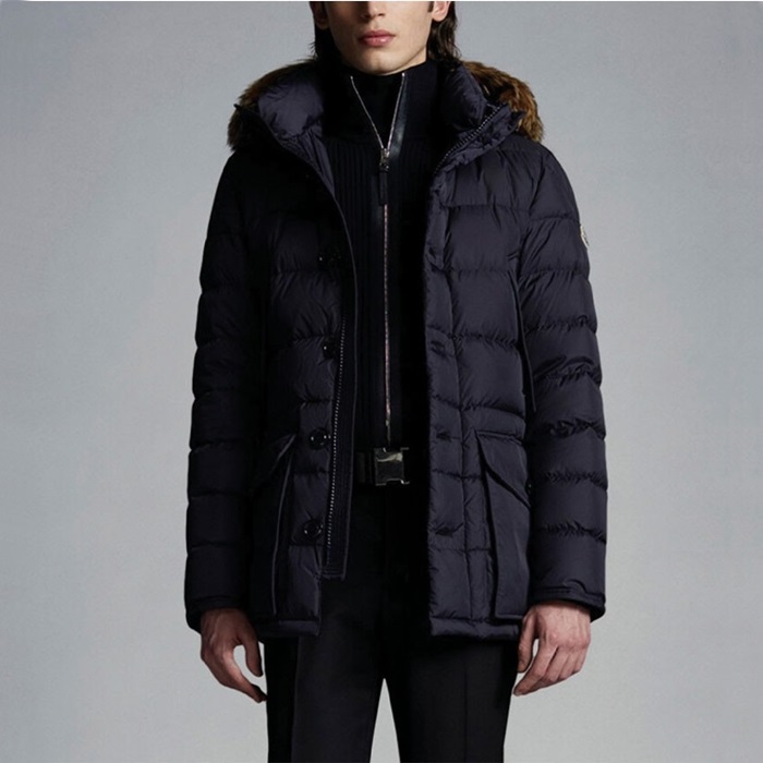 몽클레어 남성 클루니 패치 로고 다운 패딩 - Moncler Mens Navy Down Padding - moc1066x