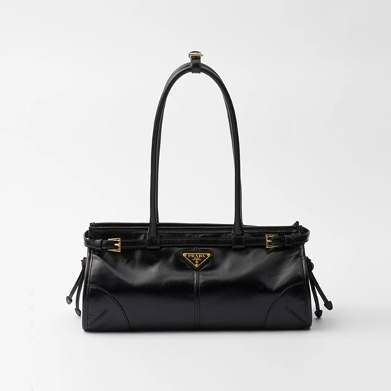 프라다 미디움 레더 핸드백 블랙 1BA426 - Prada Medium Leather Handbag Black