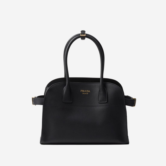 프라다 미디엄 가죽 토트백 블랙 1BG538 - Prada Medium Leather Tote Bag Black