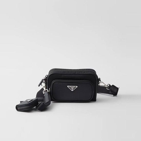 프라다 리나일론 및 사피아노 가죽 숄더백 블랙 2VH172 - Prada Re-Nylon Saffiano Leather Shoulder Bag Black