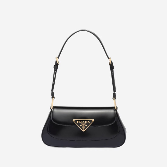 프라다 브러쉬드 레더 숄더백 블랙 1BD345 - Prada Brushed Leather Shoulder Bag Black