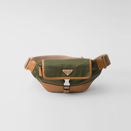 프라다 리나일론 앤 레더 숄더백 밀리터리 카라멜 2VH176 - Prada Re-Nylon and Leather Shoulder Bag Military Caramel