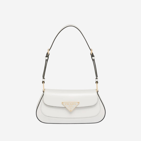 프라다 브러쉬드 레더 숄더백 화이트 1BD345 - Prada Brushed Leather Shoulder Bag White