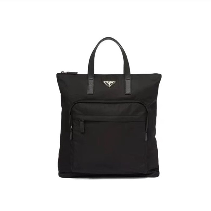프라다 리나일론 사피아노 레더 토트백 블랙 2VG098 - Prada Re-Nylon Saffiano Leather Tote Bag Black