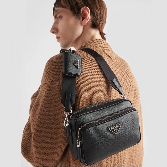 프라다 사피아노 레더 숄더백 블랙 2VH170 - Prada Saffiano Leather Shoulder Bag Black