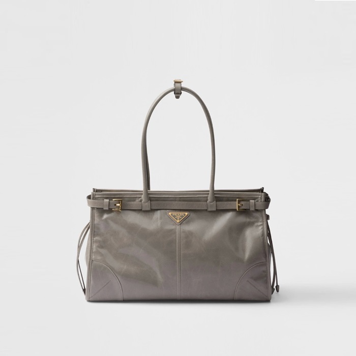 프라다 라지 레더 핸드백 퓨터 1BA433 - Prada Large Leather Handbag Pewter