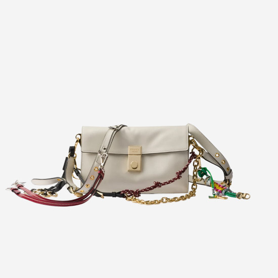 프라다 소프트 사운드 스몰 레더 숄더백 참 화이트 1BD379 - Prada Soft Sound Small Leather Shoulder Bag with Charms White
