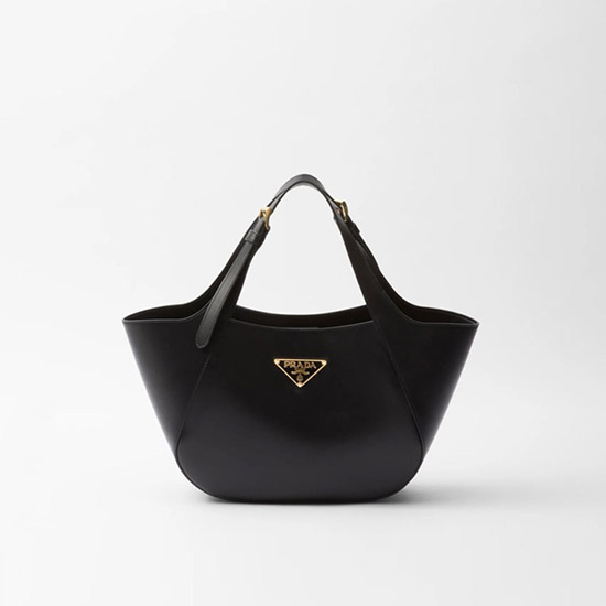 프라다 미디움 레더 토트백 블랙 1BG483 - Prada Medium Leather Tote Bag Black