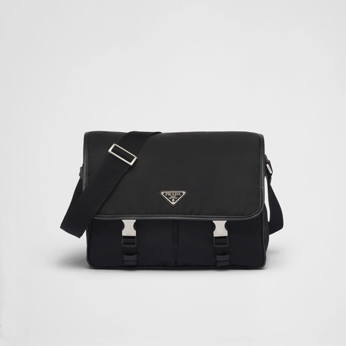 프라다 리나일론 사피아노 레더 메신저백 블랙 2VD768 - Prada Re-Nylon and Saffiano Leather Messenger Bag Black