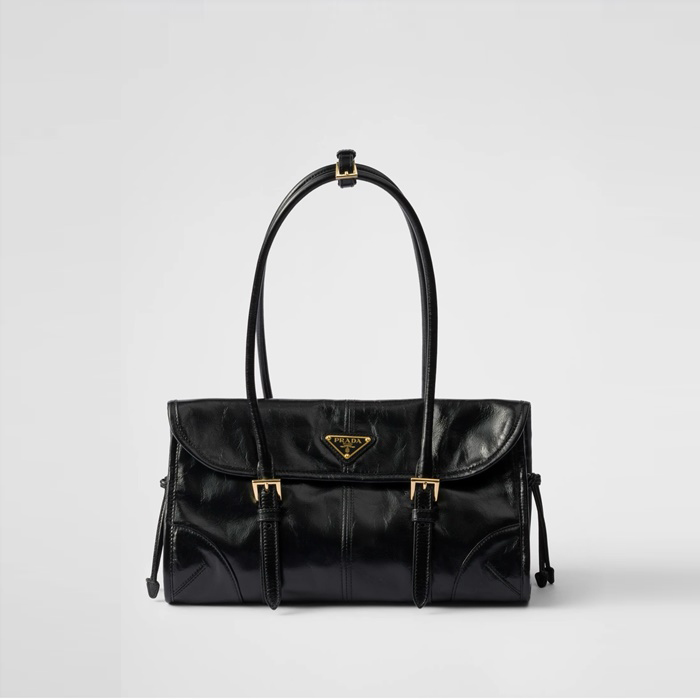 프라다 미디움 레더 숄더백 블랙 1BD376 - Prada Medium Leather Shoulder Bag Black