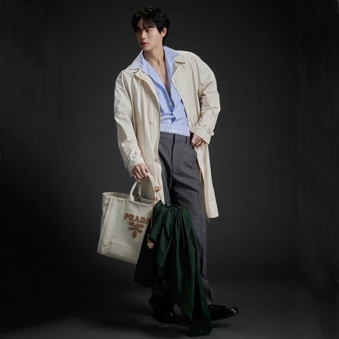 프라다 라지 리넨 블렌드 토트백 내츄럴 1BG473 - Prada Large Linen Blend Tote Bag Natural