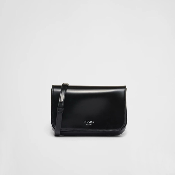 프라다 브러쉬드 레더 미니백 숄더 스트랩 블랙 2VD061 - Prada Brushed Leather Mini Bag Shoulder Strap Black