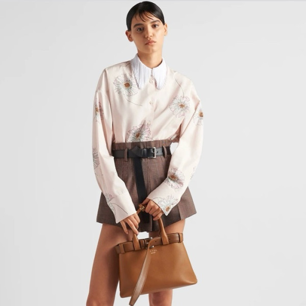 프라다 버클 미디움 레더 핸드백 벨트 카라멜 1BA434 - Prada Buckle Medium Leather Handbag Belt Caramel