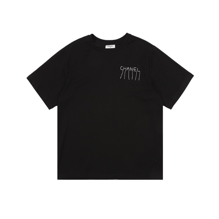 샤넬 남/녀 블랙 반팔티 - Chanel Unisex Black Tshirts - chl7881