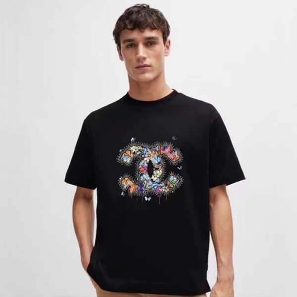샤넬 남/녀 블랙 반팔티 - Chanel Unisex Black Tshirts - chl6552